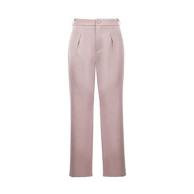 China Breathable Breathable Solid Straight Leg Pants Regular Fit High Waisted Long Pants Women Simple Straight Trousers for sale