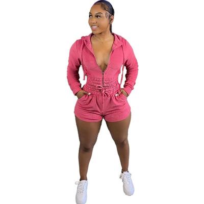 China Diamond Fleece Hoodie Cardigan Shorts Sweatsuit Autumn New Anti-Wrinkle Women's Casual Clothing Set for sale