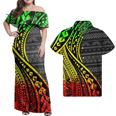 China Best Selling Anti-Static Off The Shoulder Dress For Women Dresses Polynesian Tribal Designer Ladies Elegant Dresses Long Skirts Casual Classic for sale