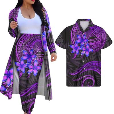 China QUICK DRY couple dress coat mask 2 pieces set polynesian tribal design women jogging set 2 pcs dress latest long sleeve for sale