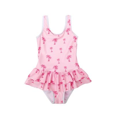 China Breathable Baby Toddler Little Kids Girls Swimwear Monokini Tree Print One-Piece Swimwear Ruffled Bottom Swimming Suit For Child for sale