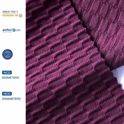 China 2022 New Grid Texture Raw Material High Viable Stretch Jacquard Textile Knitting Fabric for sale