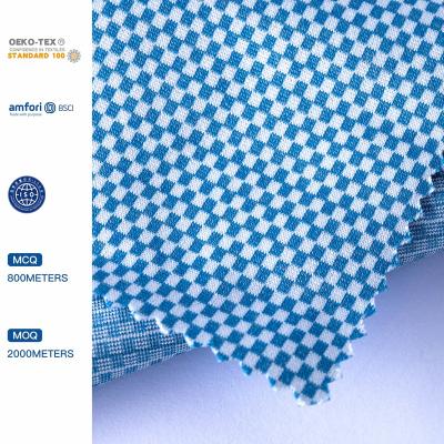 China Breathable Factory High Stretch Spandex Yarn Dyed Check Jacquard Knitting Fabric For Swimwear for sale