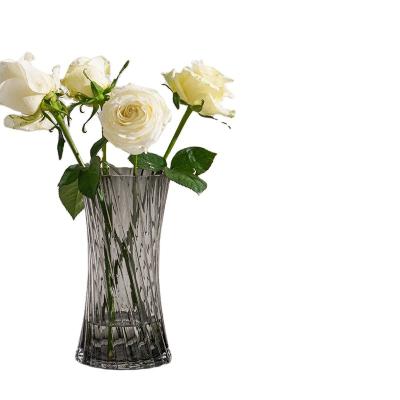 China Minimalist Vase glass transparent large-caliber flower arrangement large living room hydroponic rich bamboo floor for sale