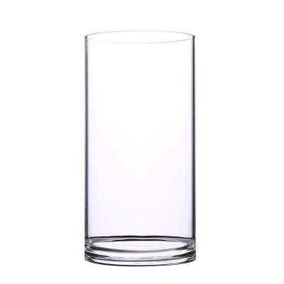 China Simple and modern Simple thickened transparent glass Cylindrical straight vase  Wedding decoration horse drunk wood decoration bottle for sale