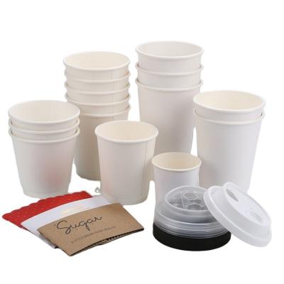 China 8oz12oz16oz Disposable Paper Cup Ice Cream Cup Factory Disposable Packaging Customized Logo Hot Drink Coffee Paper Cup With Lid for sale