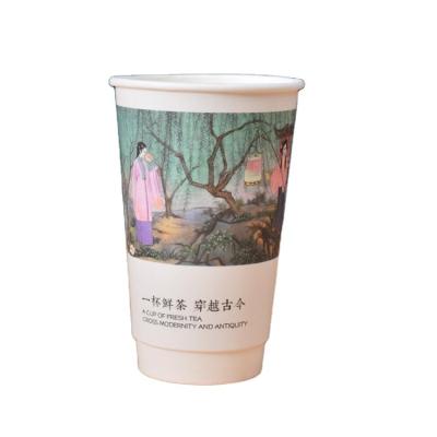 China New Design Disposable Disposable Printing Double Wall Coffee Paper Cups Lid Take Away Cups for sale