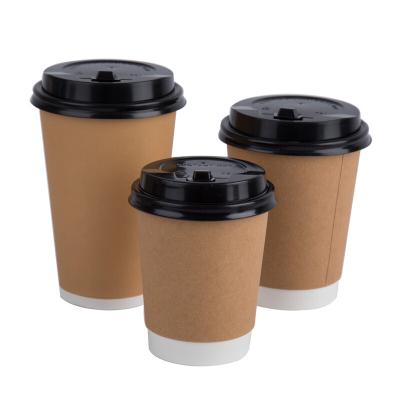 China Eco - Friendly Disposable Disposable Cups Take Away Double Wall Coffee Paper Cup With Lids for sale