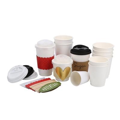 China Shop Recyclable Disposable Cold And Hot Beverage Coffee Shop Wrapped Paper Cups Layers Printed Custom Double Wall Paper Coffee Cardboard Cup for sale