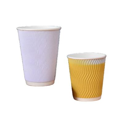 China Customized Recyclable Wrapped Disposable Hot Drink Coffee Paper Cup Can Wear Corrugated Cup for sale