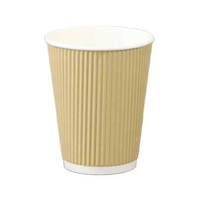 China Recyclable Disposable Thickened Coffee Cup With Lid , Customized Double-Layer Corrugated Paper Cup for sale