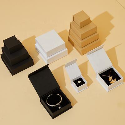 China Handmade Custom Cardboard Paper Gift Black Kraft Luxury Rigid Logo Magnetic Jewelry Packaging Box for sale