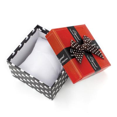 China Wholesale 9X9cm New Custom Paper Bowknot Watch Strap Paper Box With Pillow for sale