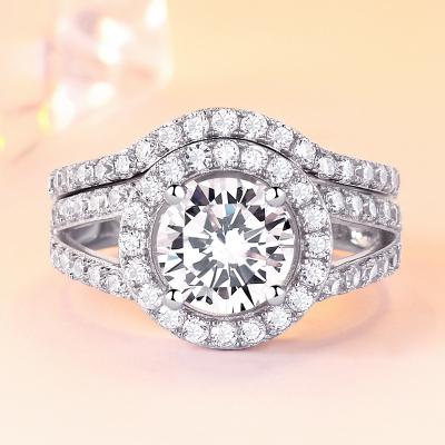 China CLASSIC hot sale fashion high quality gift 925 Sterling Silver Zircon Ring Set for women for sale