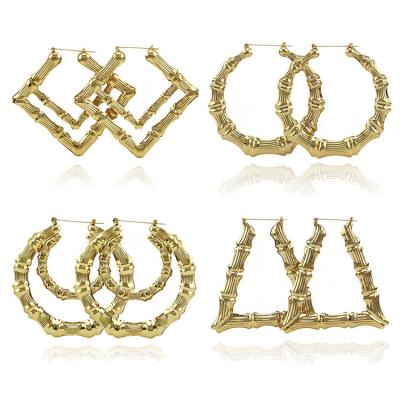 China Gold Copper Geometric Circle New Arrival Bamboo Earrings for sale