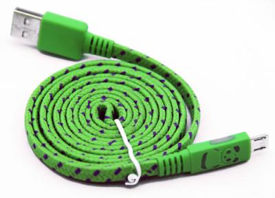 China Flat Micro USB2.0 Data Cable with Panda Glowing & Fabric Mesh for sale