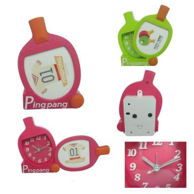 China plastic desk alarm clock with photo frame for kids for sale