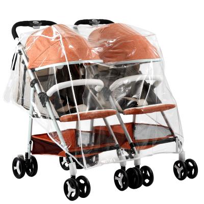 China Eco-friendly Double Baby Stroller Rain Cover For Baby Outdoor Protection, Twin Size Stroller Raincoat Universal Side By Side Stroller for sale