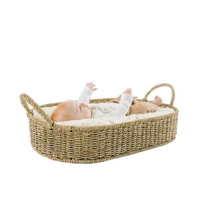 China PORTABLE Straw Rope Weaving Gift BasketBaby Organic Baby Shower Moses Changing Table Set for sale