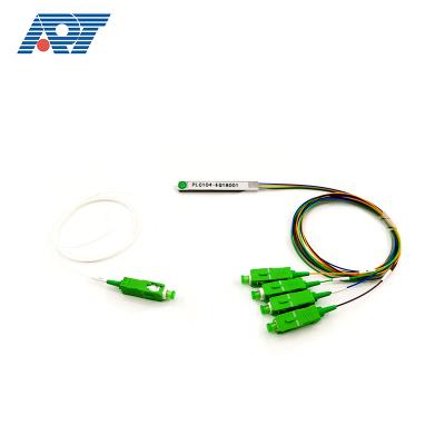 China Fiber optic 1 x n steel fiber optic splitter FTTH PLC tube 1 x 4 low insertion loss fiber olt equipment flat cable single mode splitter without connector for sale