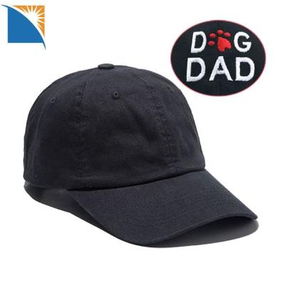 China Custom Made Custom Logo Embroidery Baseball Dad Hat Unstructured Black Caps Men COMMON 100 Cotton Dad Hat for sale