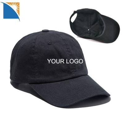 China COMMON Customize Baseball Dad Hats For Men 6 Panel Cotton Unstructured Plain Black Custom Embroidery Logo Dad Hats for sale