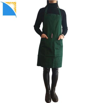 China Dark Green Home Florist Cleaning Apron For Women Harvest Bib Collection Pocket Tool Garden Aprons With 2 Pockets for sale