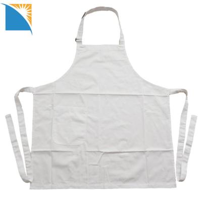 China Kitchen White Bib Adjustable Cleaning Apron For Women Mens Custom Logo Chef Cooking Apron With Pocket for sale