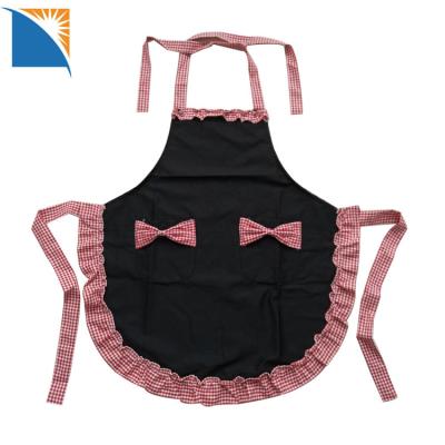 China Retro Beautiful Vintage Cleaning Apron For Lady Women Kitchen Fashion Flirty Apron Black Models Apron Dress for sale