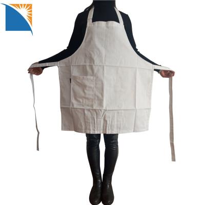 China Cleaning White Men's Bib Apron For Cooking Grill Butcher Adjustable Apron Print Logo Apron Cotton for sale