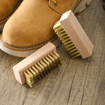 China Home Wooden Shoe Brush Suede Brush Brass Hair Handle(steel wire)+beech for sale