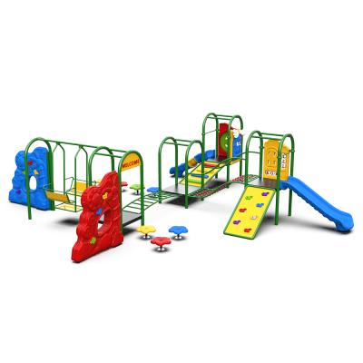 China Galvanized plastic outdoor playground equipment pipe+LLDPE series funny physical training slide playground for sale for sale