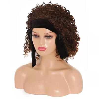 China New Fashion Silky Straight High Quality Fibers Curly Wave Curl Wig Hair Band Wig For Black Women Short for sale