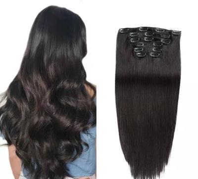 China Je-tip hair extension seven clips wig machine straight double weft virgin hair long 18 inch wholesale for sale