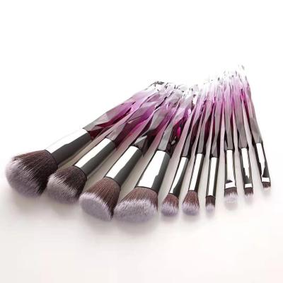 China Angular Blush Wholesale High Quality Cute Makeup Brush Set Glitter 10Pcs Bling Crystal Handle Diamond Makeup Brushes for sale