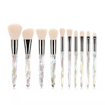 China Angular Blush Rainbow Pink Crystal Handle Makeup Brush Set Beauty Care Accessories 6pcs Cosmetic Makeup Brushes for sale