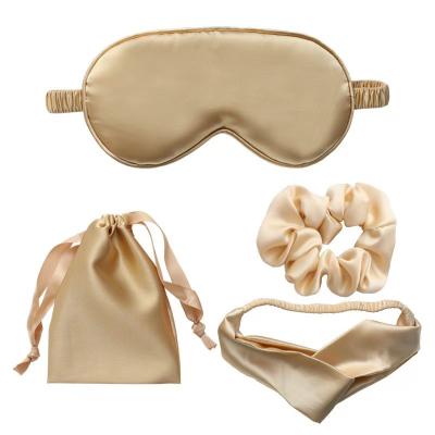 China Four-Piece Set Comfortable Web Celebrity Pig Large Intestine Hair Ring Hair Imitation Silk Band and Silk Eye Mask with Bag for sale