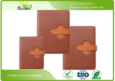 China Soft Leather Cover Custom Printed Notebooks , Company Branded Notebooks With Pen for sale