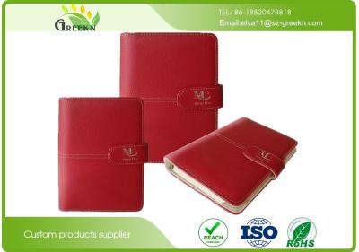 China Debossing PU Cover Leather Loose Leaf Notebook With Card Pockets Offset Printing for sale