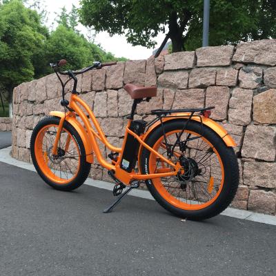 China Beach Cruiser Low Aluminum Alloy Tire Fat Step Through Scrambler Electric Bicycle City Ebike With 26*4.0 Fat Tire for sale