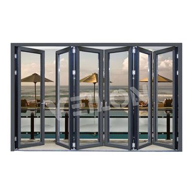 China Heat Insulation French Accordion Glass Kitchen Patio Fold Door Interior for sale