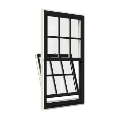 China Sliding Glass Grid Colonial Design Double Flat Black 8 Over 8 Double Hung Windows for sale