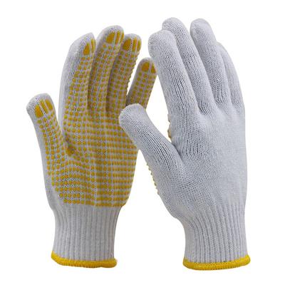 China Hot Selling Non-slip Single Side Construction PVC Silicone Dotted Gripper Gloves For Protection for sale