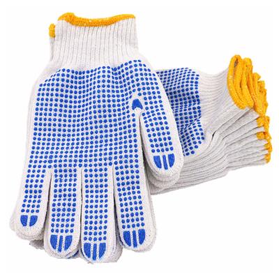 China Construction Wholesale 10 Gauge Knitted Cotton Coating Palm Polka Dotted Hand Gloves for sale