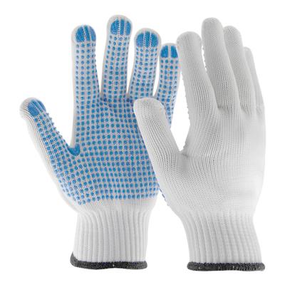 China Construction Labor Safety Nylon Double Side Dotted Gloves With PVC Dot For Worker for sale