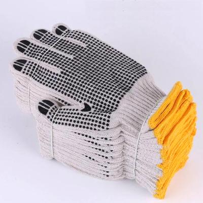 China Wholesale Cotton Construction Soft And Comfortable Non-slip Blue PVC Dotted Hand Gloves for sale