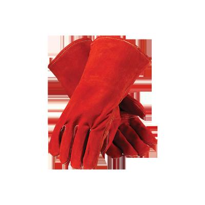 China Flexible Red Welding Gloves Scare Split Leather Work Gloves Leather Working Safety Gloves for sale