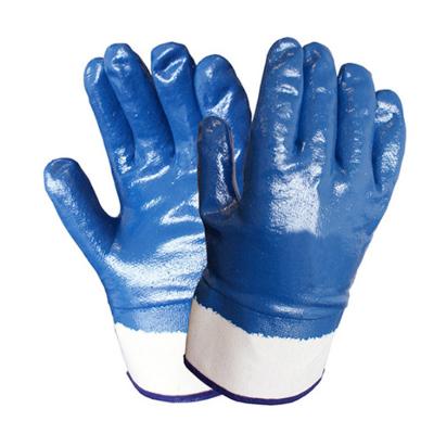 China Seamless Blue Nylon Palm Nitriles Polyester Multi Purpose Knitted Flexible Work Safety Gloves for sale