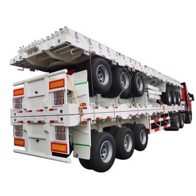 China Truck Trailer Professional Manufacturer High Quality 3 Axle Low Semi Flatbed Trailer For Truck for sale