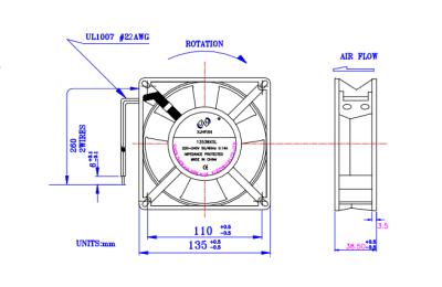 China Hotels Factory Price 13538AC Sleeve Bearing Fan Plastic Black Axial Fan for sale